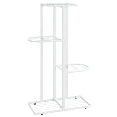 vidaXL Stojalo za rože 4-nadstropno 43x22x76 cm bela kovina