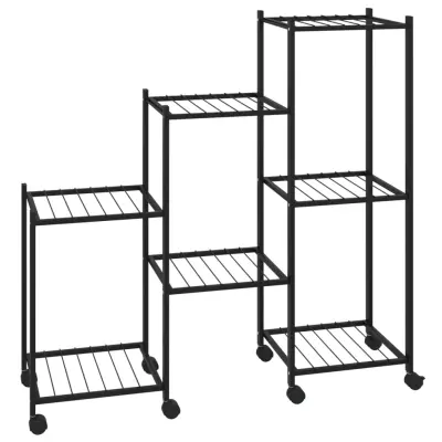 vidaXL Stojalo za rože s kolesi 83x25x83,5 cm črno železo