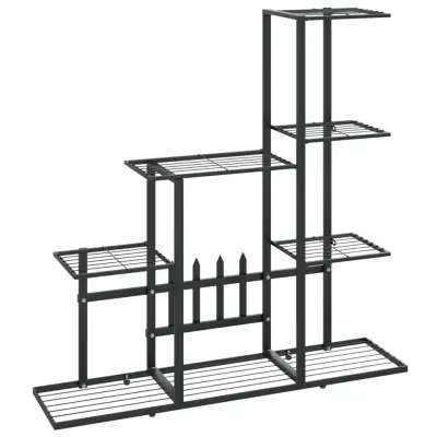 vidaXL Stojalo za rože 94,5x25x88 cm črno kovinsko