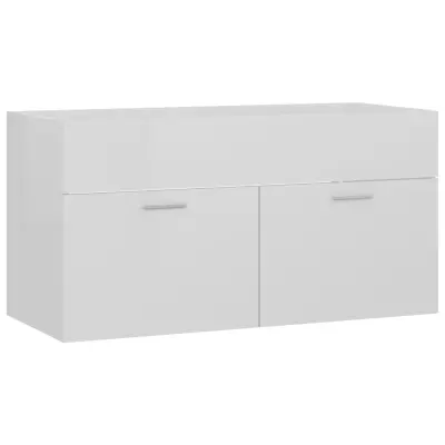 vidaXL Omarica za umivalnik visok sijaj bela 90x38,5x46 cm