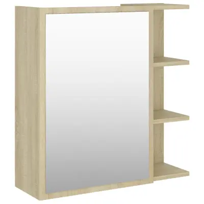 vidaXL Kopalniška omarica z ogledalom sonoma hrast 62,5x20,5x64 cm