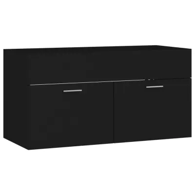 vidaXL Omarica za umivalnik črna 90x38,5x46 cm inženirski les