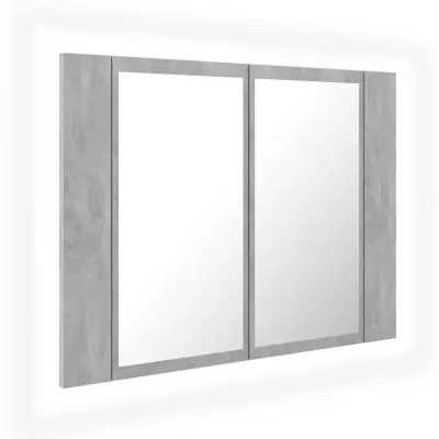 vidaXL LED kopalniška omarica z ogledalom betonsko siva 60x12x45 akril