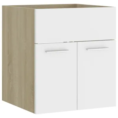 vidaXL Omarica za umivalnik bela in sonoma hrast 41x38,5x46 cm