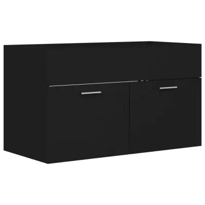 vidaXL Omarica za umivalnik črna 80x38,5x46 cm inženirski les