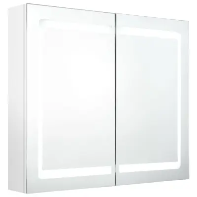 vidaXL LED kopalniška omarica z ogledalom sijoče bela 80x12x68 cm