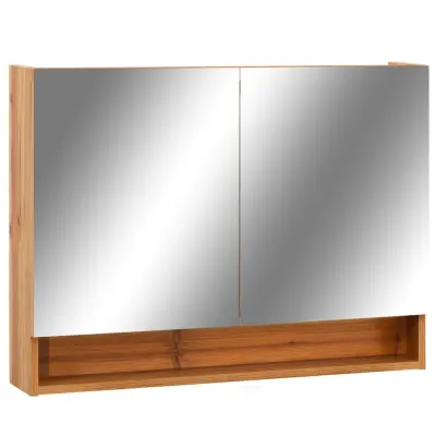 vidaXL LED kopalniška omarica z ogledalom hrast 80x15x60 cm MDF