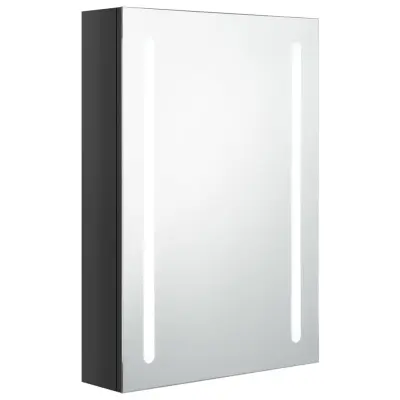 vidaXL LED kopalniška omarica z ogledalom sijoče črna 50x13x70 cm