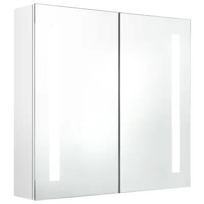 vidaXL LED kopalniška omarica z ogledalom sijoče bela 62x14x60 cm