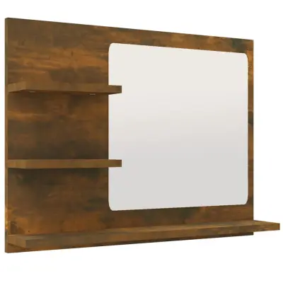 vidaXL Kopalniško ogledalo dim. hrast 60x10,5x45 cm konstruiran les
