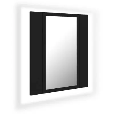 vidaXL LED kopalniška omarica z ogledalom črna 40x12x45 cm akril