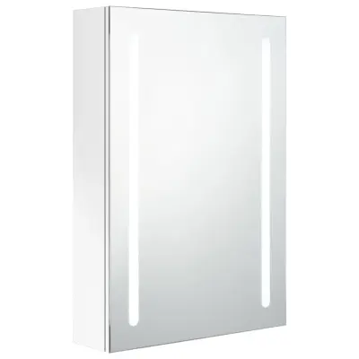 vidaXL LED kopalniška omarica z ogledalom sijoče bela 50x13x70 cm