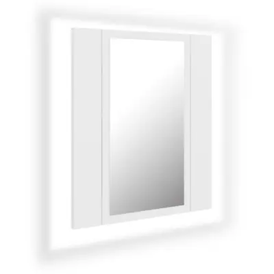 vidaXL LED kopalniška omarica z ogledalom bela 40x12x45 cm akril
