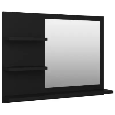 vidaXL Kopalniško ogledalo črno 60x10,5x45 cm iverna plošča