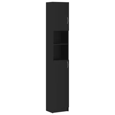 vidaXL Kopalniška omarica črna 32x25,5x190 cm iverna plošča