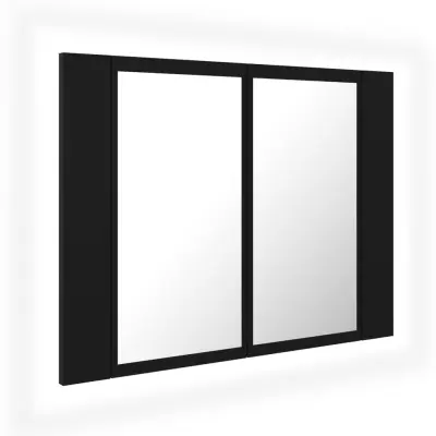 vidaXL LED kopalniška omarica z ogledalom črna 60x12x45 cm akril