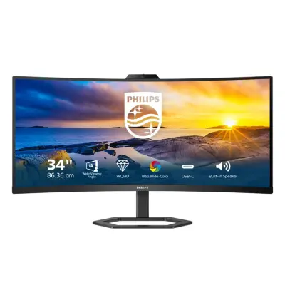 Monitor Philips 86,4 cm (34,0") 34E1C5600HE 3440x1440 Curved VA 1ms HDMI DisplayPort USB-C 65W 4xUSB3.2 Kamera Zvočniki 2x5W  3H sRGB123%