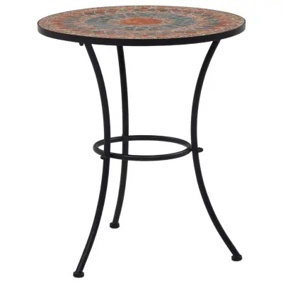 vidaXL Bistro mizica z mozaikom oranžna/siva 60 cm keramika