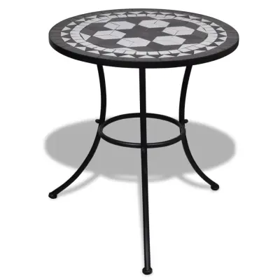 vidaXL Bistro miza črna in bela 60 cm mozaik