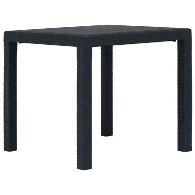 vidaXL Vrtna miza 79x79x72 cm plastika videz ratana antracitna