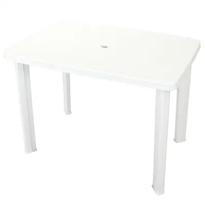 vidaXL Vrtna miza bela 101x68x72 cm plastika
