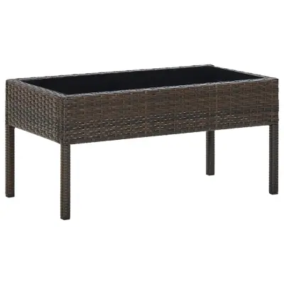 vidaXL Vrtna miza rjava 75x40x37 cm poli ratan