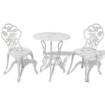 vidaXL Bistro garnitura 3-delna liti aluminij bela