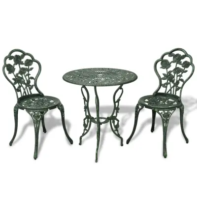vidaXL Bistro garnitura 3-delna liti aluminij zelena