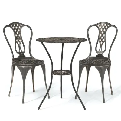 vidaXL Bistro garnitura 3-delna liti aluminij bronasta