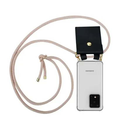CADORABO Združljivo s Samsungom v Pearly Rosegold - Silikonski zaščitni pokrov z zlatimi obroči, jermen za vrvi in ​​snemljivimi ohišjem