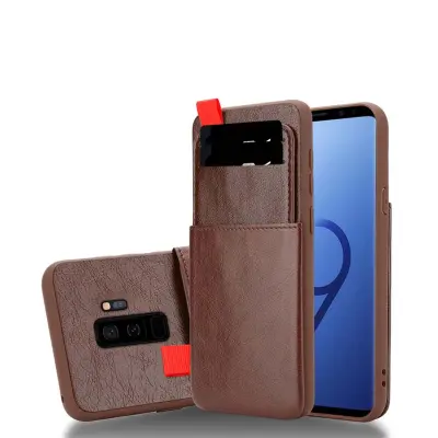 CADORABO Ohišje, združljiv s Samsungom v hrastovem rjavem - zaščitnem pokrovu iz silikona TPU in imitacijskega usnja, z režami za predal in izvleče