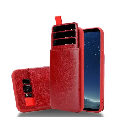 CADORABO Samsung v divji češnjevi rdeči barvi - zaščitni pokrov iz silikona TPU in imitacijo usnja, z režami za predal in izvlečeno kartico