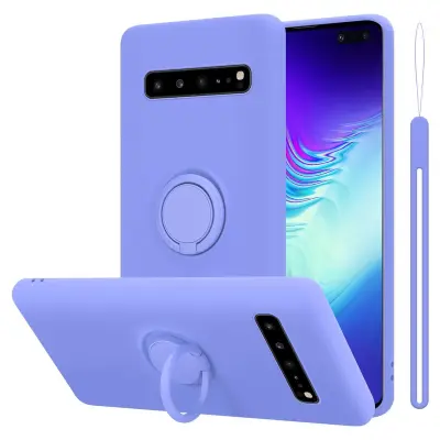 CADORABO Ohišje, združljiv s Samsungom v tekoči lahki vijolični barvi - zaščitni pokrov iz fleksibilnega silikona TPU z obročem