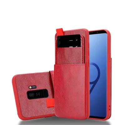 CADORABO Samsung v divji češnjevi rdeči barvi - zaščitni pokrov iz silikona TPU in imitacijo usnja, z režami za predal in izvlečeno kartico