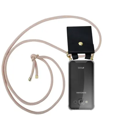 CADORABO Združljivo s Samsungom v Pearly Rosegold - Silikonski zaščitni pokrov z zlatimi obroči, jermen za vrvi in ​​snemljivimi ohišjem