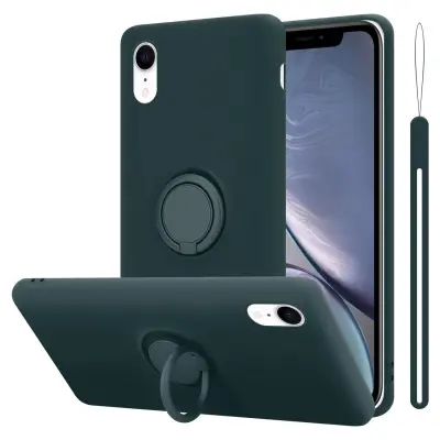 CADORABO Ohišje, združljiv z Apple v tekoči zeleni barvi - zaščitni pokrov iz fleksibilnega silikona TPU z obročem