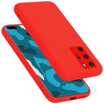 CADORABO Ohišje, združljiv s Huawei v tekoči rdeči barvi - zaščitni pokrov iz fleksibilnega silikona TPU