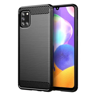 CADORABO Samsung v brušenem črnem - zaščitnem pokrovu, narejen iz fleksibilnega silikona TPU v videzu iz nerjavečega jekla ogljika