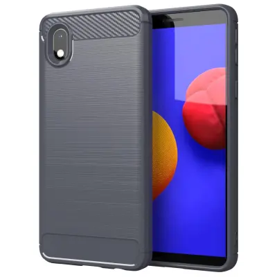 CADORABO Samsung v krtačenem sivem - zaščitnem pokrovu, narejen iz fleksibilnega silikona TPU v videzu iz nerjavečega jekla ogljika