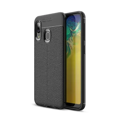 Cadorabo Case, združljiv s Samsungom v Deep Black - zaščitni pokrov iz silikona TPU z plemenito imitacijsko usnjeno uporabo