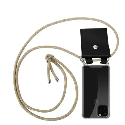 CADORABO CADORABO BEACIJA Združljiva z Apple v Shiny Brown - Silikonski zaščitni pokrov s srebrnimi obroči, kabelskim pasom in snemljivim primerom
