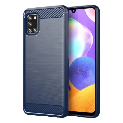 CADORABO Samsung v brušenem modrem - zaščitnem pokrovu, narejen iz fleksibilnega silikona TPU v videzu iz nerjavečega jekla ogljika
