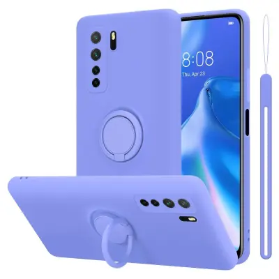 CADORABO Ohišje, združljiv s Huawei v tekoči lahki vijolični barvi - zaščitni pokrov iz fleksibilnega silikona TPU z obročem