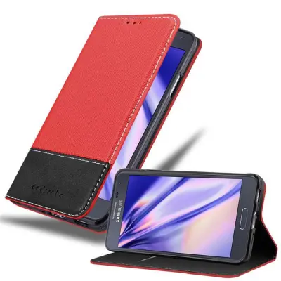 CADORABO Ohišje, združljiv s Samsungom v rdeči črni barvi - zaščitni pokrov z magnetnim zapiranjem, stoječo funkcijo in režo za kartico
