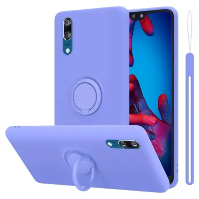 CADORABO Ohišje, združljiv s Huawei v tekoči lahki vijolični barvi - zaščitni pokrov iz fleksibilnega silikona TPU z obročem