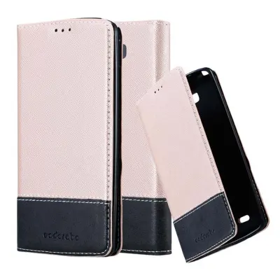 Cadorabo Case, združljiv z LG v rose Gold Black - zaščitni pokrov z magnetnim zapiranjem, stoječo funkcijo in režo za kartico