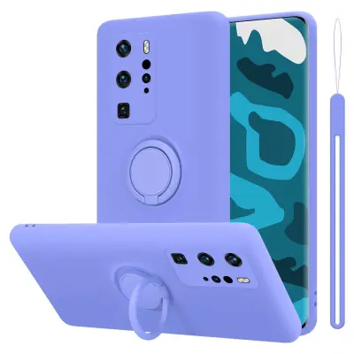 CADORABO Ohišje, združljiv s Huawei v tekoči lahki vijolični barvi - zaščitni pokrov iz fleksibilnega silikona TPU z obročem