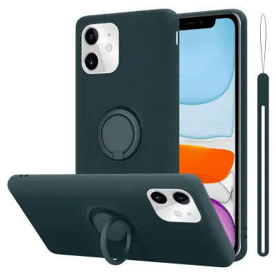 CADORABO Ohišje, združljiv z Apple v tekoči zeleni barvi - zaščitni pokrov iz fleksibilnega silikona TPU z obročem