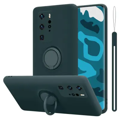 CADORABO Ohišje, združljiv s Huawei v tekoči zeleni barvi - zaščitni pokrov iz fleksibilnega silikona TPU z obročem