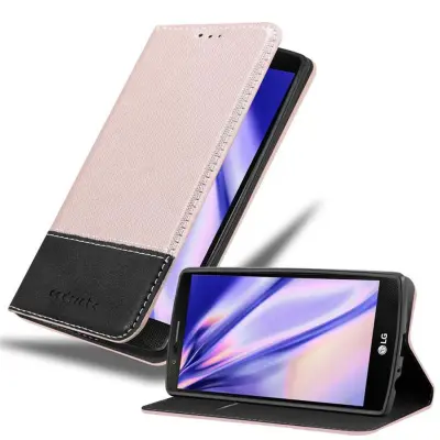 Cadorabo Case, združljiv z LG v rose Gold Black - zaščitni pokrov z magnetnim zapiranjem, stoječo funkcijo in režo za kartico